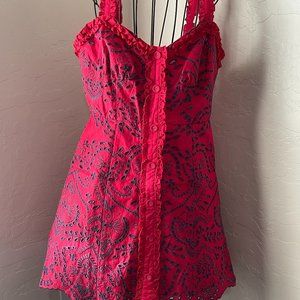 NWT Forever 21 red blue embroidered dress Size S